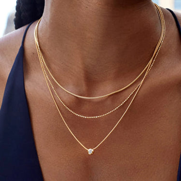 Stainless Steel Three-layer Rhinestone Necklace